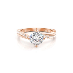 Prong Round Side Stone Diamond Engagement Ring