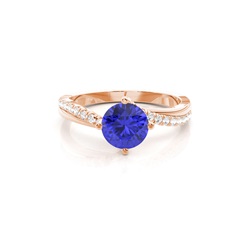 Prong Setting Tanzanite Side Stone Engagement Ring