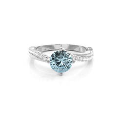 Prong Setting Aquamarine Side Stone Engagement Ring