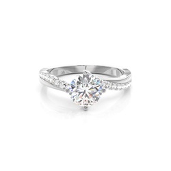 Prong Round Side Stone Diamond Engagement Ring
