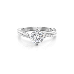Prong Round Side Stone Moissanite Engagement Ring