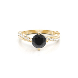 Prong Set Side Stone Engagement Black Diamond Ring