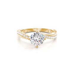 Prong Round Side Stone Diamond Engagement Ring