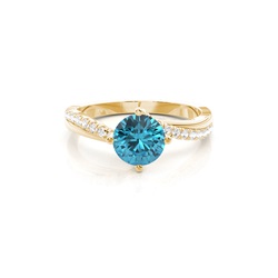 Prong Setting Topaz Side Stone Engagement Ring