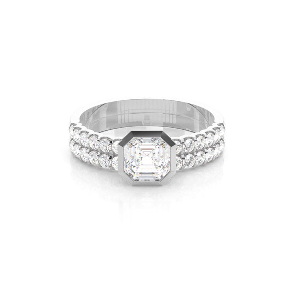 Weißgold Braut Set Diamant Verlobungsring