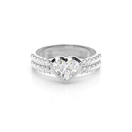 Heart Bridal Diamond Engagement and Wedding Ring Sets