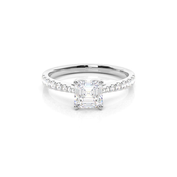 Prong Set Round Side Stone Diamond Engagement Ring