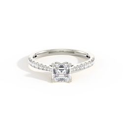 Prong Set Round Side Stone Diamond Engagement Ring