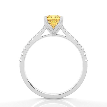 Verlobungsring mit gelbem Diamant und seitlichem Stein