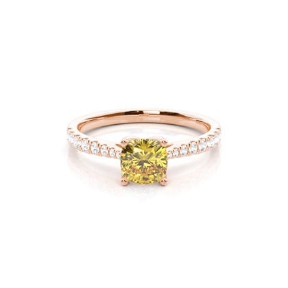Yellow Diamond Side Stone Engagement Ring