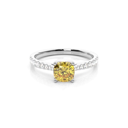 Yellow Diamond Side Stone Engagement Ring