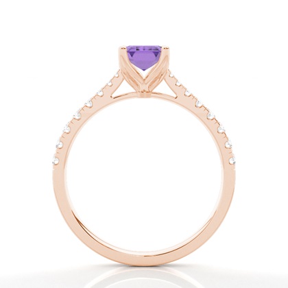 Verlobungsring Mit Amethyst-Seitenstein In Krappenfassung