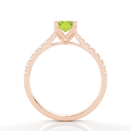 Verlobungsring Mit Peridot-Seitenstein In Krappenfassung