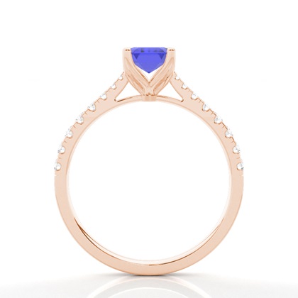 Verlobungsring Mit Tansanit-Seitenstein In Krappenfassung