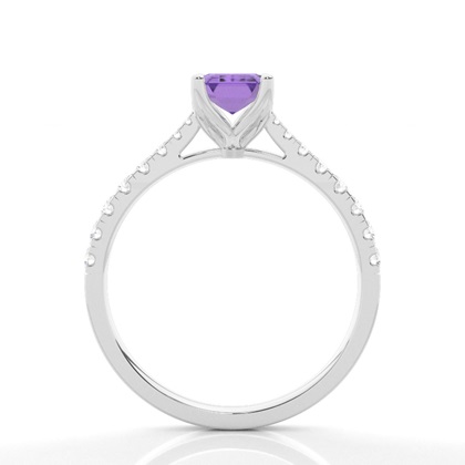 Verlobungsring Mit Amethyst-Seitenstein In Krappenfassung