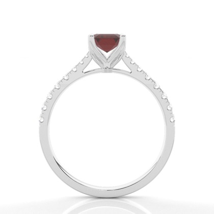 Granat Seitenstein Verlobungsring In Krappenfassung