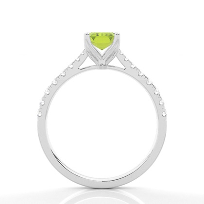 Verlobungsring Mit Peridot-Seitenstein In Krappenfassung