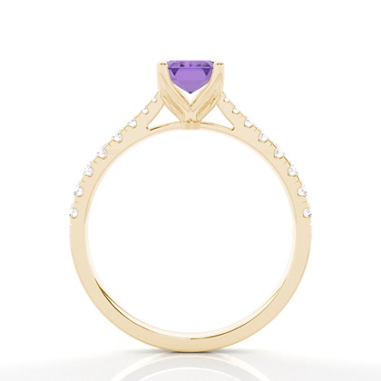 Verlobungsring Mit Amethyst-Seitenstein In Krappenfassung