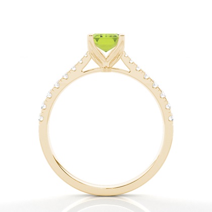 Verlobungsring Mit Peridot-Seitenstein In Krappenfassung