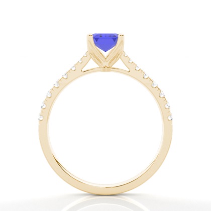 Verlobungsring Mit Tansanit-Seitenstein In Krappenfassung