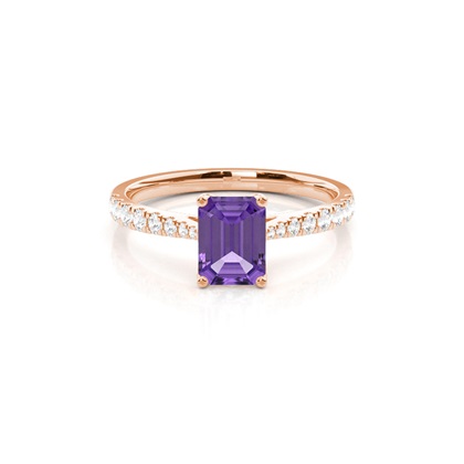Prong Setting Amethyst Side Stone Engagement Ring