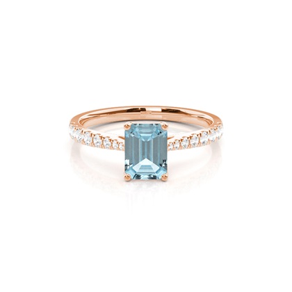 Prong Setting Aquamarine Side Stone Engagement Ring