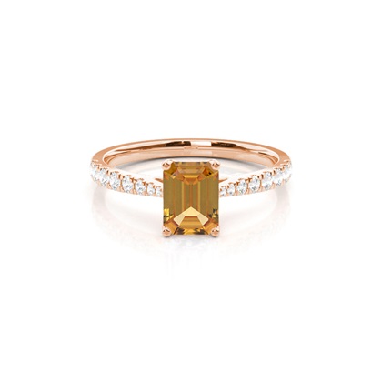 Prong Setting Citrine Side Stone Engagement Ring