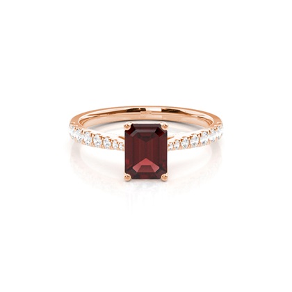 Prong Setting Garnet Side Stone Engagement Ring