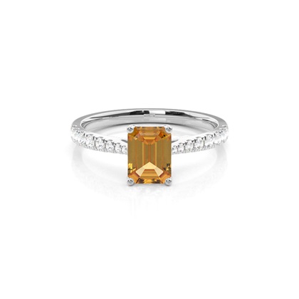 Prong Setting Citrine Side Stone Engagement Ring
