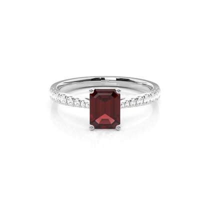 Prong Setting Garnet Side Stone Engagement Ring