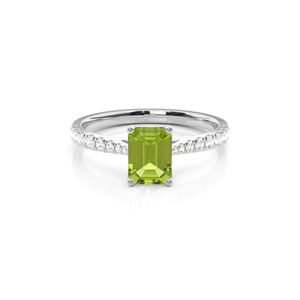 Prong Setting Peridot Side Stone Engagement Ring