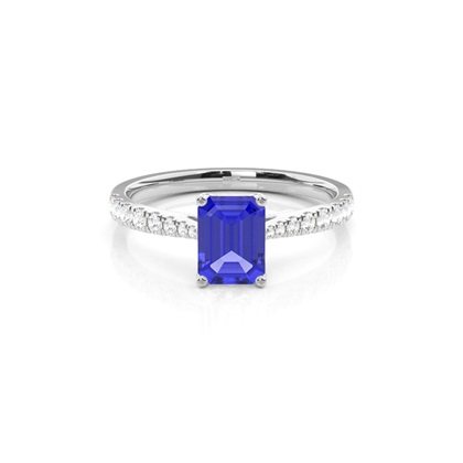 Prong Setting Tanzanite Side Stone Engagement Ring