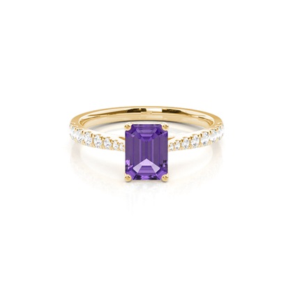 Prong Setting Amethyst Side Stone Engagement Ring
