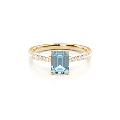 Prong Setting Aquamarine Side Stone Engagement Ring