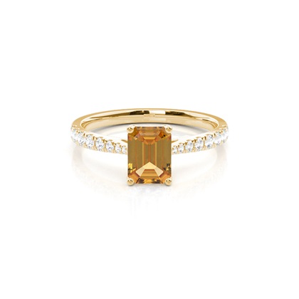 Prong Setting Citrine Side Stone Engagement Ring
