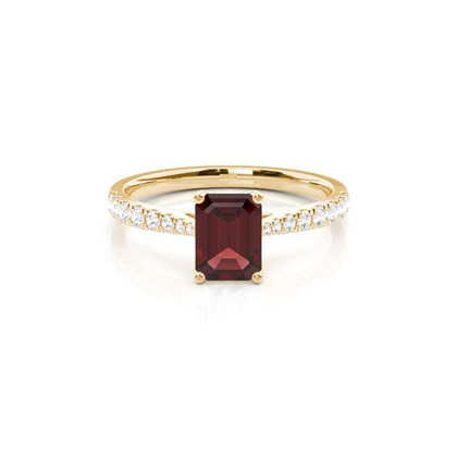 Prong Setting Garnet Side Stone Engagement Ring
