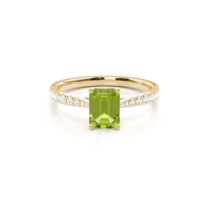 Prong Setting Peridot Side Stone Engagement Ring