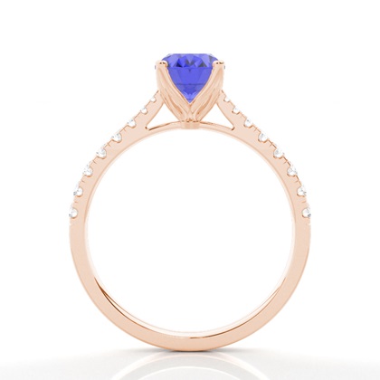 Verlobungsring Mit Tansanit-Seitenstein In Krappenfassung