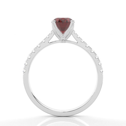 Granat Seitenstein Verlobungsring In Krappenfassung
