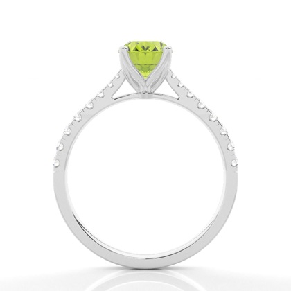 Verlobungsring Mit Peridot-Seitenstein In Krappenfassung