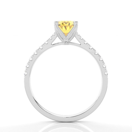 Yellow Diamond Side Stone Engagement Ring