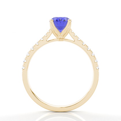 Verlobungsring Mit Tansanit-Seitenstein In Krappenfassung