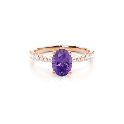 Prong Setting Amethyst Side Stone Engagement Ring