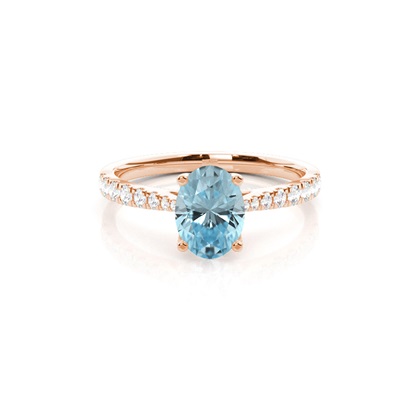 Prong Setting Aquamarine Side Stone Engagement Ring