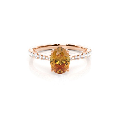 Prong Setting Citrine Side Stone Engagement Ring