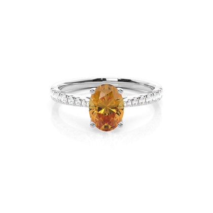 Prong Setting Citrine Side Stone Engagement Ring