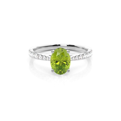 Prong Setting Peridot Side Stone Engagement Ring