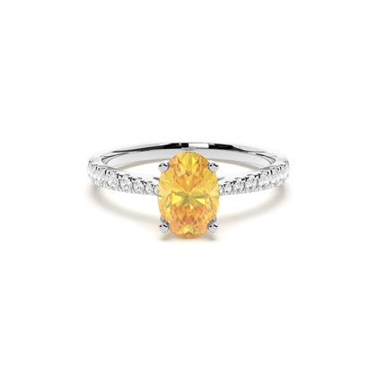 Yellow Diamond Side Stone Engagement Ring
