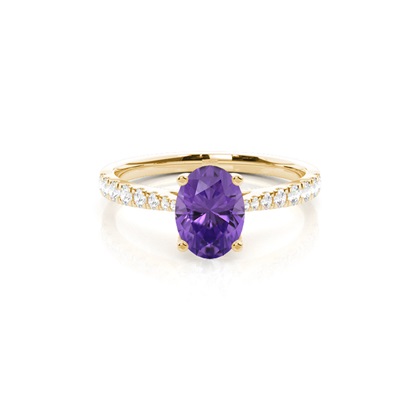 Prong Setting Amethyst Side Stone Engagement Ring