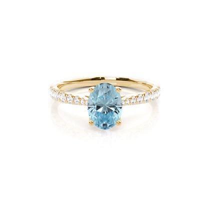 Prong Setting Aquamarine Side Stone Engagement Ring